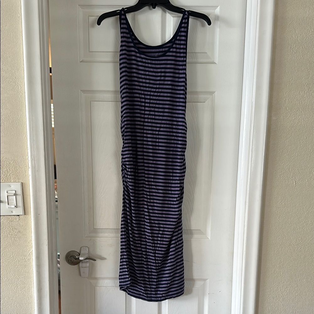 Striped Sleeveless Maternity Midi Dress